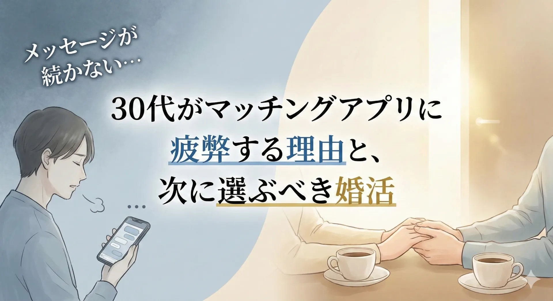 「メッセージが続かない…」30代がマッチングアプリに疲弊する理由と、次に選ぶべき婚活